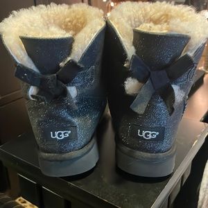Black glitter ugg boots with bow